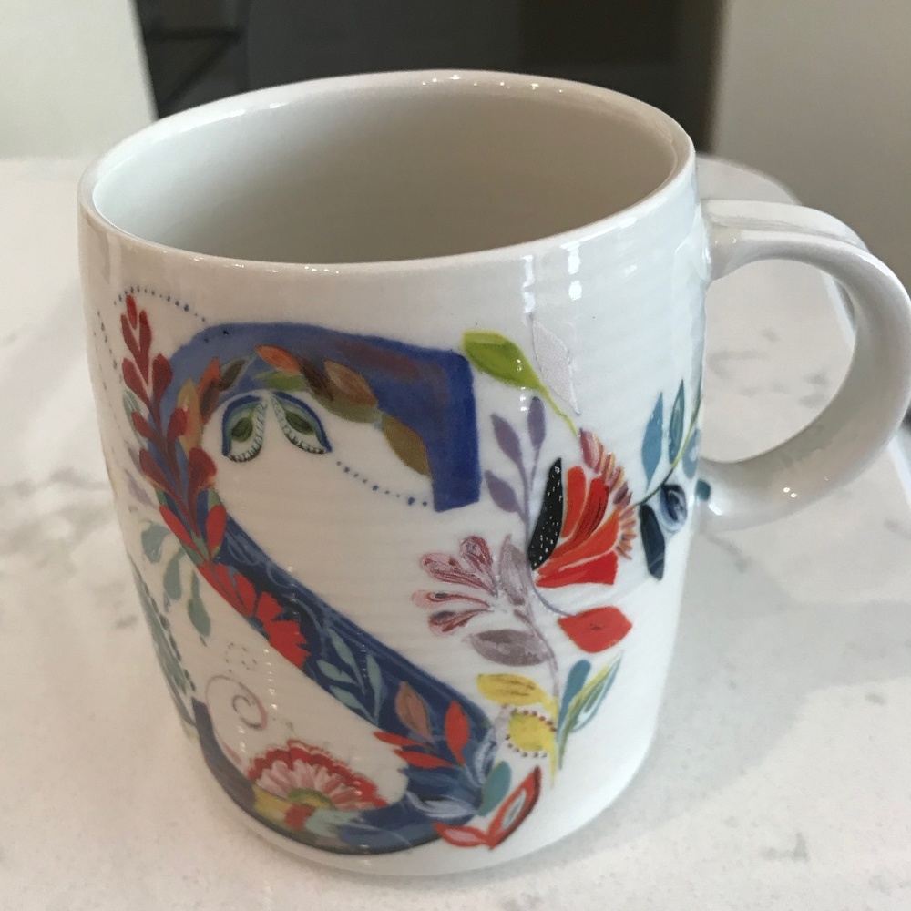 NEW Anthropologie Petal Palette Monogram Mug - S